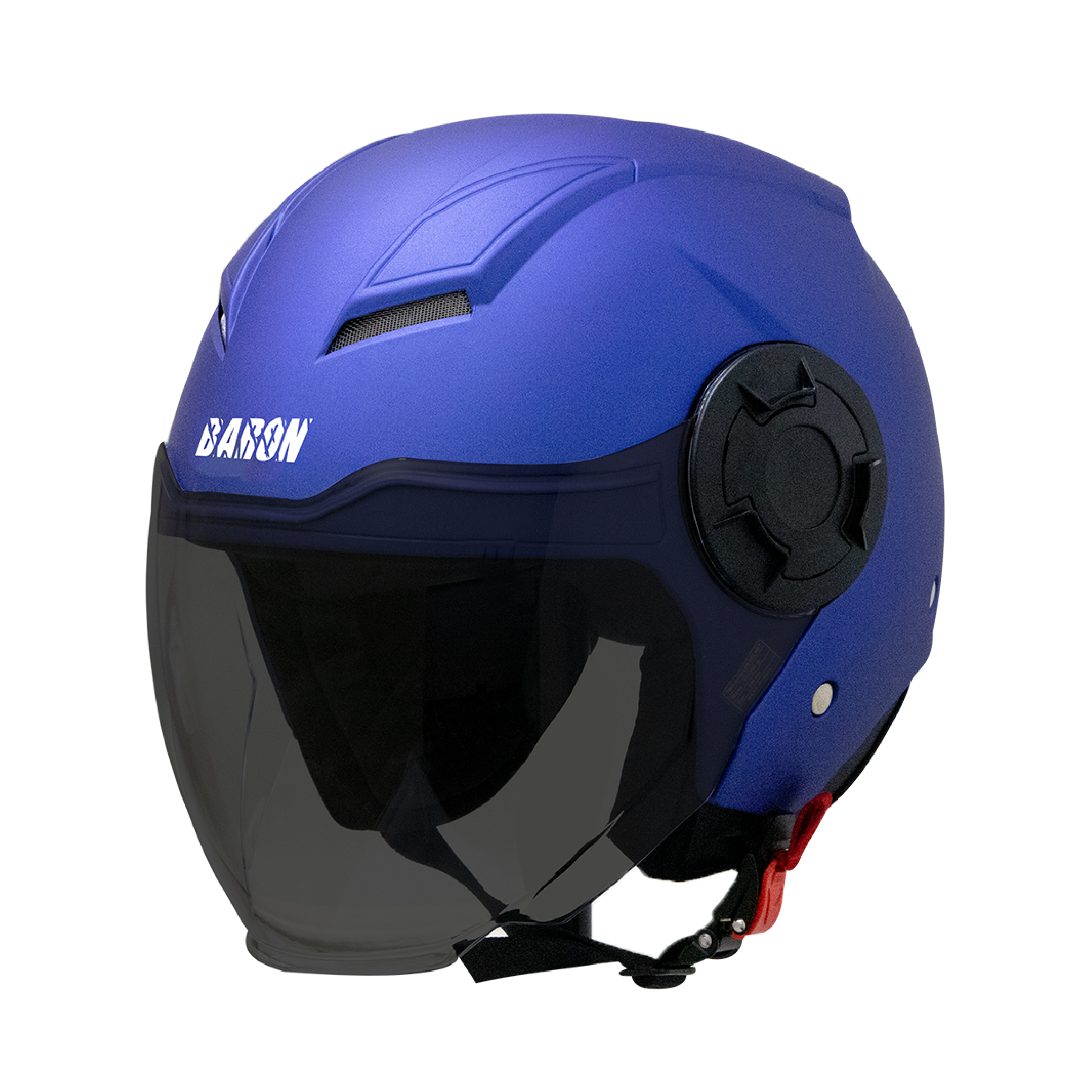 Steelbird Baron Open Face Helmet , ISI Certified Helmet (Matt Y.Blue with Smoke Visor)